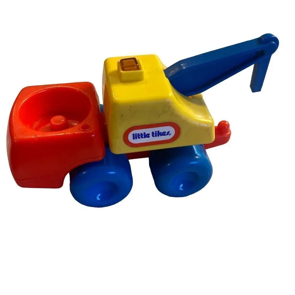 Vintage Little Tikes Tow Truck Vehicle yellow blue red plastic